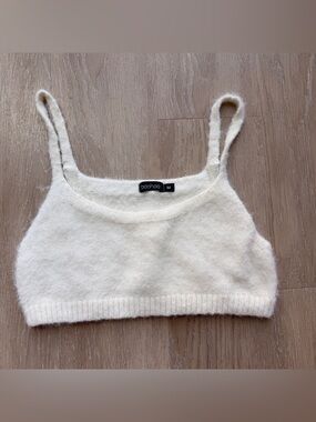 Boohoo cream cozy bra top